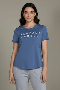 Zivame Knit Cotton Sleep Top - Blue Horizon — thumbnail 4